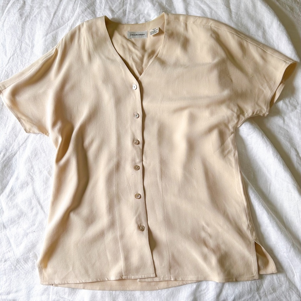 Vintage 90’s Versatile Creamy 100% Silk Blouse Sz 8p